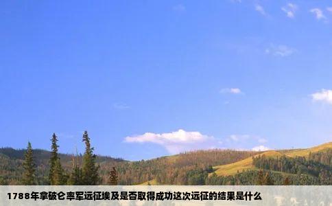 1788年拿破仑率军远征埃及是否取得成功这次远征的结果是什么