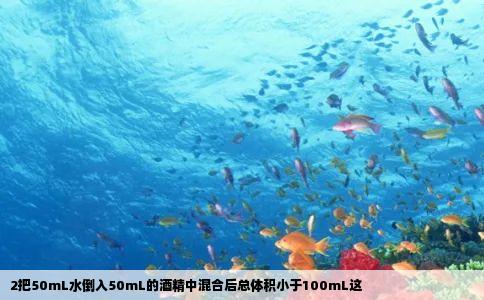 2把50mL水倒入50mL的酒精中混合后总体积小于100mL这