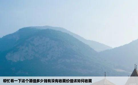 帮忙看一下这个酒值多少钱有没有收藏价值该如何收藏