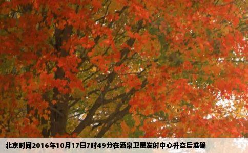 北京时间2016年10月17日7时49分在酒泉卫星发射中心升空后准确