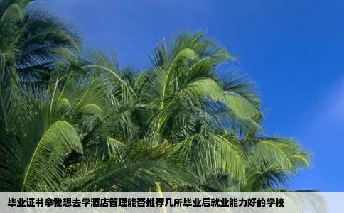 毕业证书拿我想去学酒店管理能否推荐几所毕业后就业能力好的学校