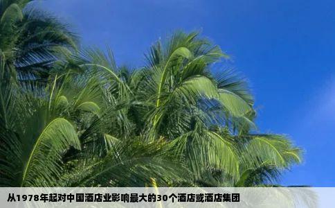 从1978年起对中国酒店业影响最大的30个酒店或酒店集团