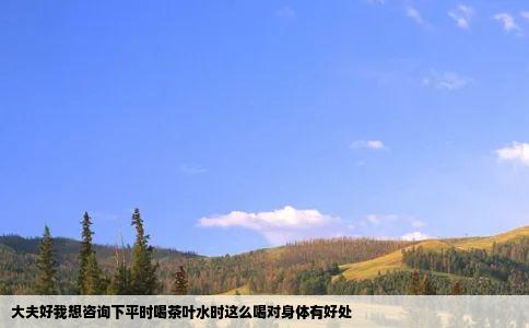 大夫好我想咨询下平时喝茶叶水时这么喝对身体有好处