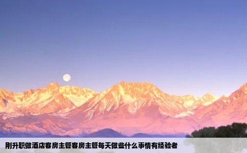 刚升职做酒店客房主管客房主管每天做些什么事情有经验者