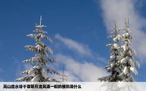 高山流水诗千首明月清风酒一船的横批是什么