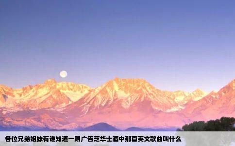 各位兄弟姐妹有谁知道一则广告芝华士酒中那首英文歌曲叫什么