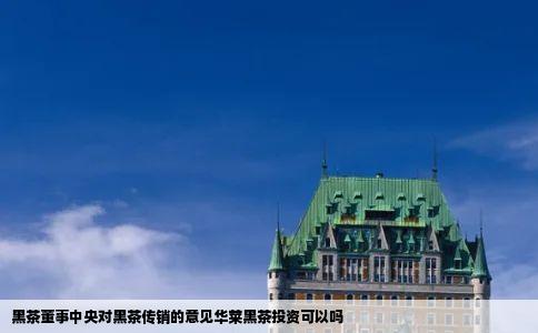 黑茶董事中央对黑茶传销的意见华莱黑茶投资可以吗