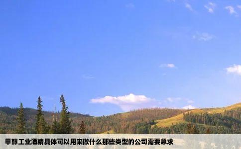 甲醇工业酒精具体可以用来做什么那些类型的公司需要急求