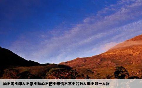 酒不喝不醉人不累不睡心不伤不碎情不学不会万人追不如一人疼