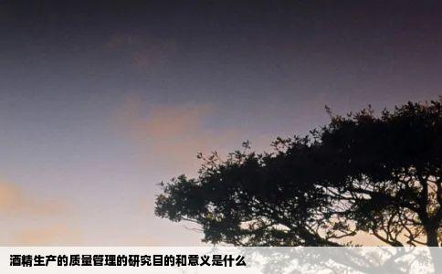 酒精生产的质量管理的研究目的和意义是什么