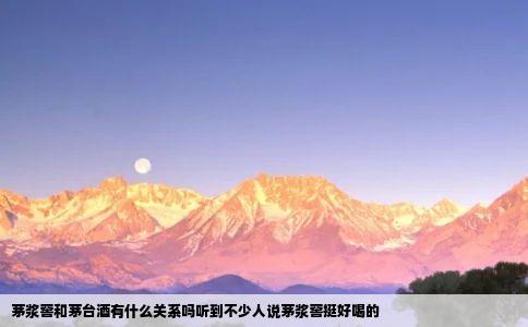 茅浆窖和茅台酒有什么关系吗听到不少人说茅浆窖挺好喝的