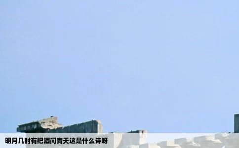 明月几时有把酒问青天这是什么诗呀