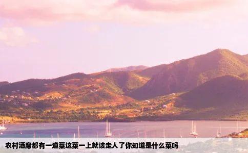 农村酒席都有一道菜这菜一上就该走人了你知道是什么菜吗