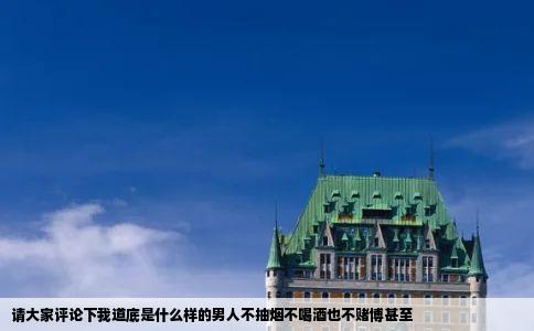 请大家评论下我道底是什么样的男人不抽烟不喝酒也不赌博甚至