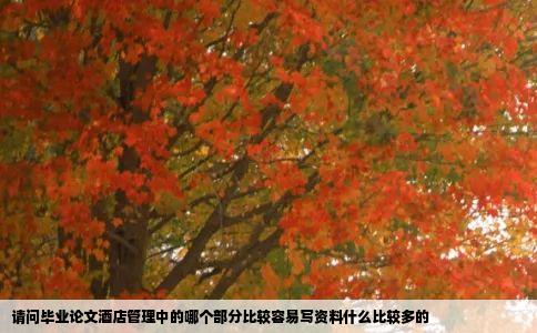 请问毕业论文酒店管理中的哪个部分比较容易写资料什么比较多的