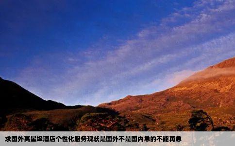 求国外高星级酒店个性化服务现状是国外不是国内急的不能再急
