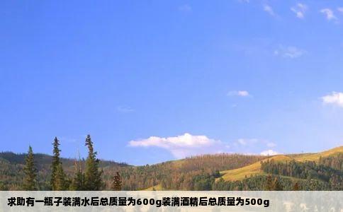 求助有一瓶子装满水后总质量为600g装满酒精后总质量为500g