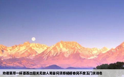 劝君更尽一杯酒西出阳关无故人羌笛何须怨杨柳春风不度玉门关诗名