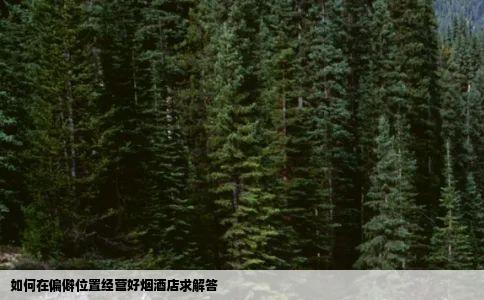 如何在偏僻位置经营好烟酒店求解答
