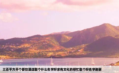 三百平方开个餐饮酒店取个什么名字好求有文化的帮忙取个好名字谢谢