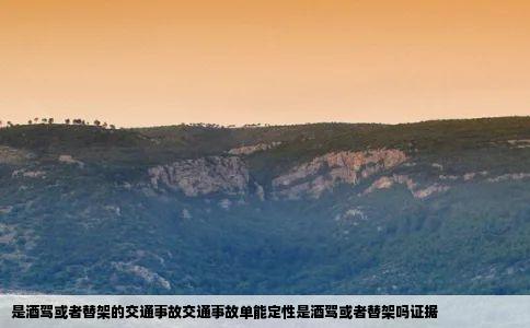 是酒驾或者替架的交通事故交通事故单能定性是酒驾或者替架吗证据