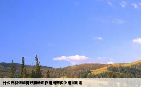 什么药材泡酒有舒筋活血作用用药多少用量谢谢