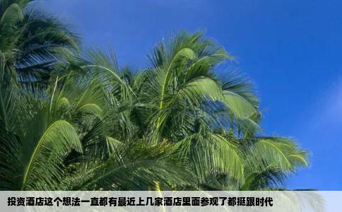 投资酒店这个想法一直都有最近上几家酒店里面参观了都挺跟时代