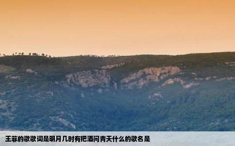 王菲的歌歌词是明月几时有把酒问青天什么的歌名是