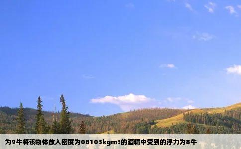 为9牛将该物体放入密度为08103kgm3的酒精中受到的浮力为8牛