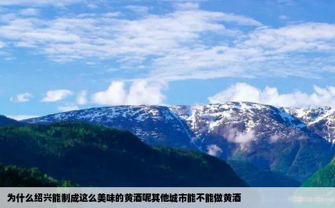 为什么绍兴能制成这么美味的黄酒呢其他城市能不能做黄酒