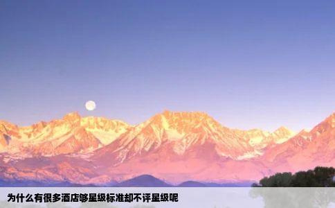 为什么有很多酒店够星级标准却不评星级呢