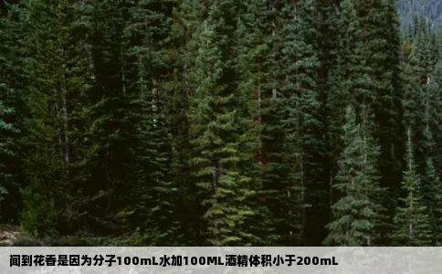 闻到花香是因为分子100mL水加100ML酒精体积小于200mL