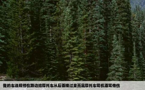 我的车违规停在路边给摩托车从后面撞过来而且摩托车司机酒驾他伤