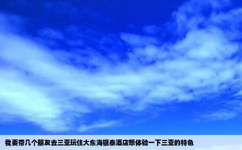 我要带几个朋友去三亚玩住大东海银泰酒店想体验一下三亚的特色