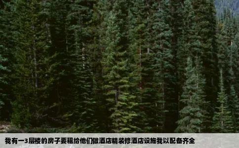 我有一3层楼的房子要租给他们做酒店精装修酒店设施我以配备齐全