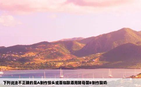 下列说法不正确的是A制作馒头或面包酿酒用酵母菌B制作酸奶
