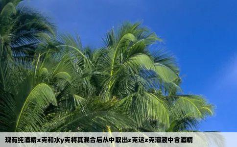 现有纯酒精x克和水y克将其混合后从中取出z克这z克溶液中含酒精