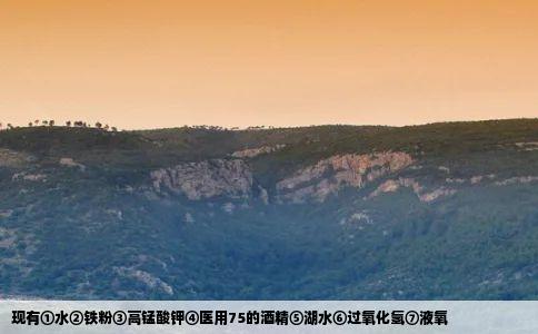 现有①水②铁粉③高锰酸钾④医用75的酒精⑤湖水⑥过氧化氢⑦液氧