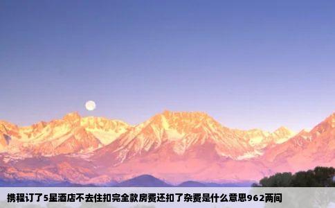 携程订了5星酒店不去住扣完全款房费还扣了杂费是什么意思962两间