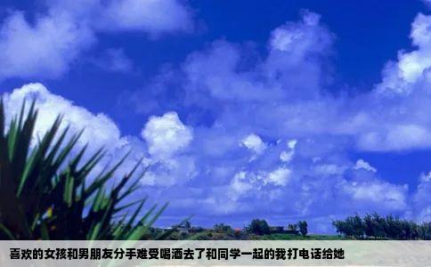 喜欢的女孩和男朋友分手难受喝酒去了。和同学一起的我打电话给她