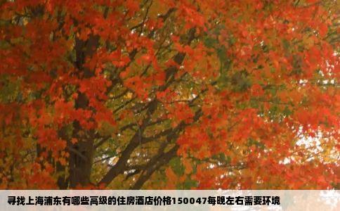 寻找上海浦东有哪些高级的住房酒店价格150047每晚左右需要环境