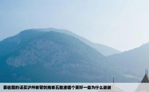 要收藏的话买泸州老窖剑南春五粮液哪个更好一些为什么谢谢