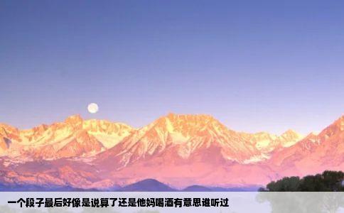 一个段子最后好像是说算了还是他妈喝酒有意思谁听过