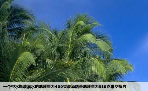 一个空水瓶装满水的总质量为400克装酒精是总质量为350克求空瓶的