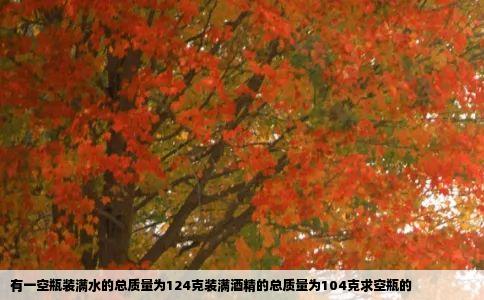 有一空瓶装满水的总质量为124克装满酒精的总质量为104克求空瓶的