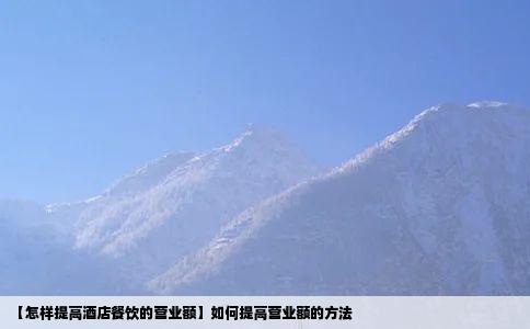 【怎样提高酒店餐饮的营业额】如何提高营业额的方法